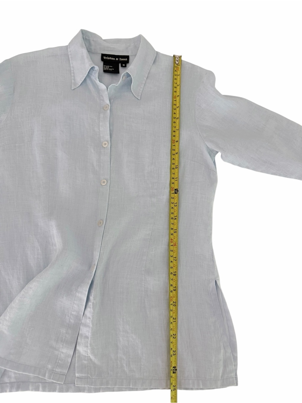 TRISTAN & ISEUT Light Blue 100% Linen Button-Up Shirt Casual size S - Picture 8 of 11